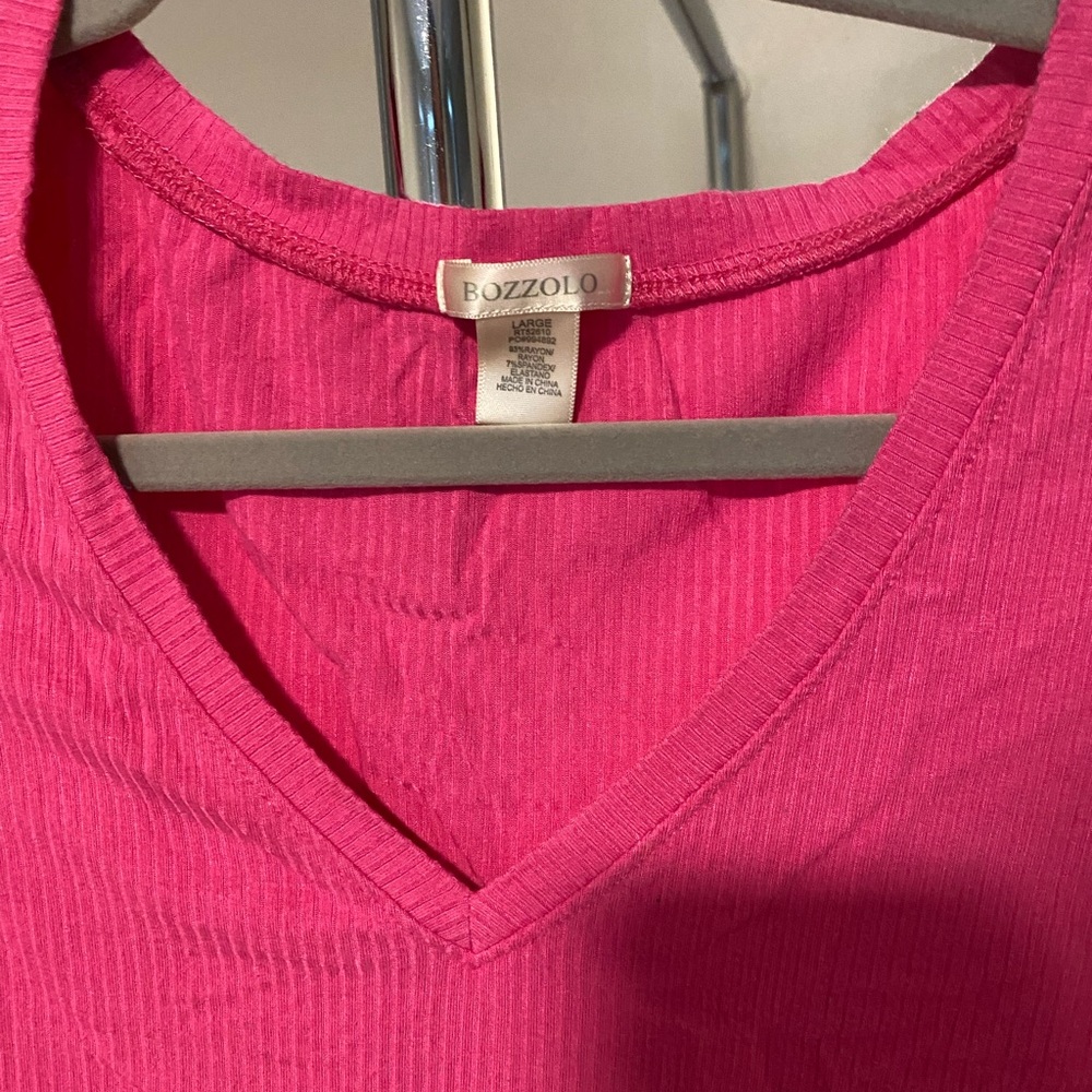 Bozzolo Hot Pink Ribbed Crop Top - Picture 2 of 3